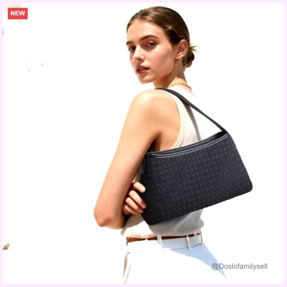 Women Medium Woven Leather Tote Bag with Top Handle for Women